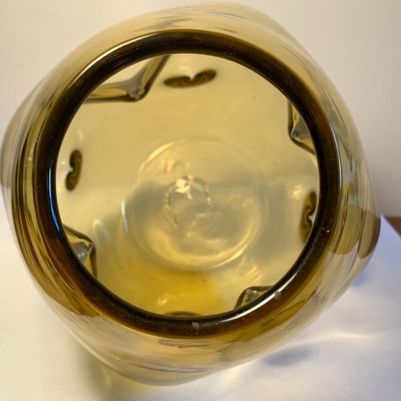Blenko-style handblown glass Vase with dimples, Ombre, 8x4 inches - Picture 2 of 8